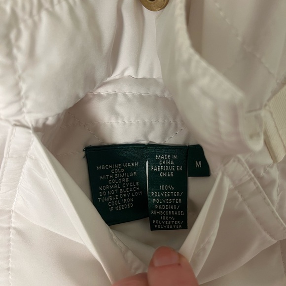 Ralph Lauren Vest- White‎ Quilted Orange Lining Full Zip Women Medium - Picture 10 of 13